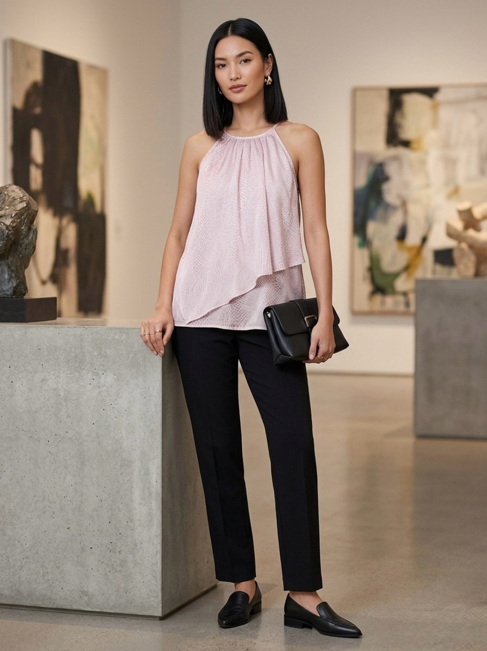 Women’s NY & Company Asymmetrical Layered Halter Top